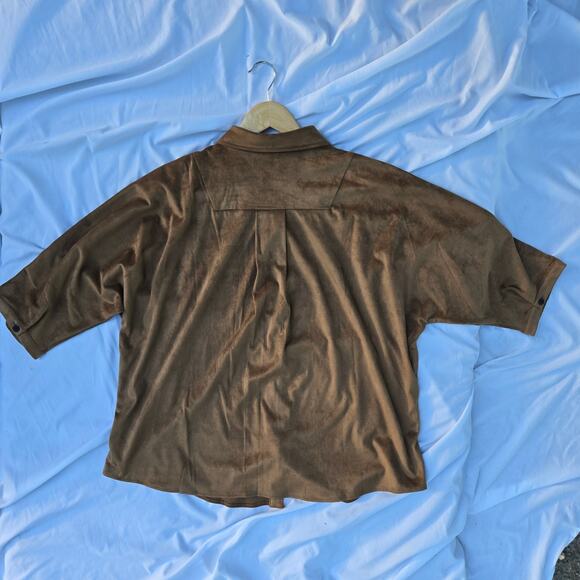 Coldwater Creek Womens Western Lagom Oversized Faux Suede Button Down Shirt PXL - Picture 6 of 11